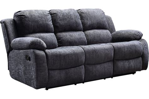 Grey Leather 3 Seater Recliner Sofa Manual Reclining Couch For Sale