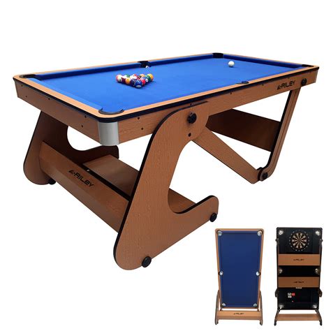 Riley Folding Pool Table With Dartboard 6ft Vertical Folding