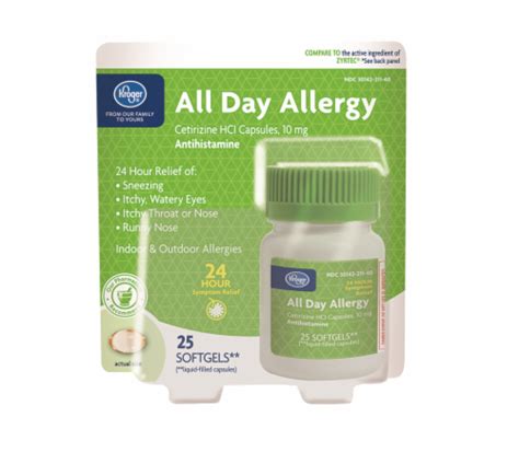 Kroger All Day Allergy Relief Softgels 10mg 25 Ct Qfc