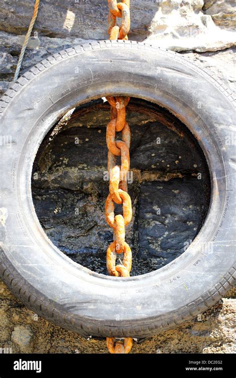 Tyre And Chain Stock Photo Alamy