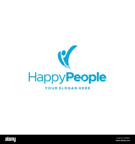 Minimalist Happy People Human Cheerful Logo Design Stock Vector Image