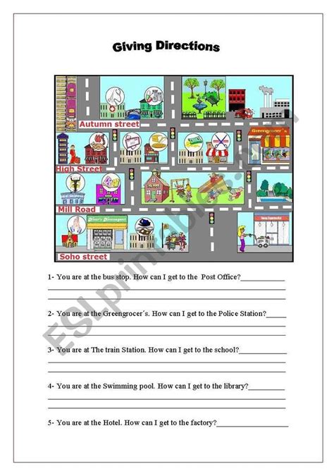 Giving Directions English Esl Worksheets For Distance Learning And
