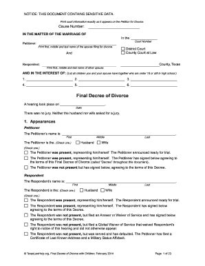 Final Decree Divorce Texas Fill Out And Sign Printable Pdf Template