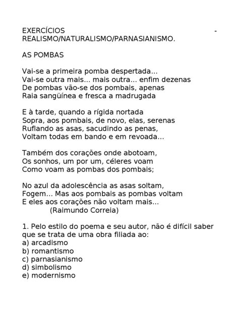 Análise De Poemas Do Parnasianismo E Do Realismo No Brasil Pdf