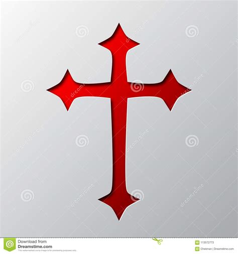 Paper Art Of The Red Christian Cross Vector Illustration Stock