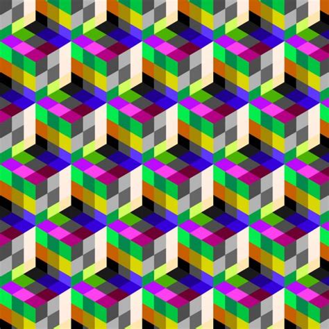 Seamless Abstract Cube Pattern Colorful Design Geometric Vector