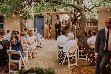 The Wedding Guests Are Seated For The Outdoor Wedding At La Posada De