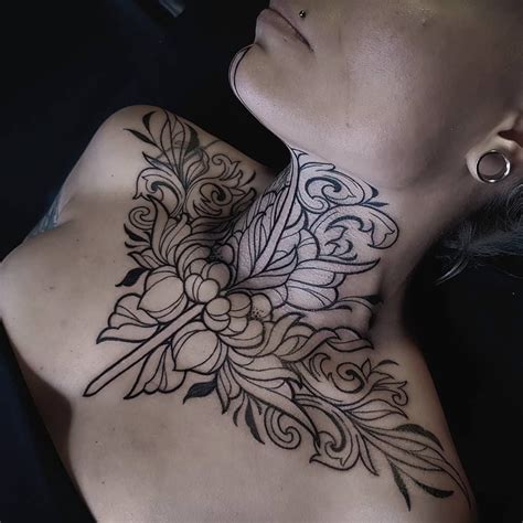 Pin By Kelly Duncombe On Tattoos Neck Tattoos Women Chest Piece Tattoos Nape Tattoo
