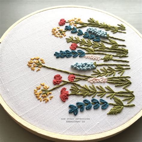 Beginner Hand Embroidery Pattern Bright Summer Meadow 44D