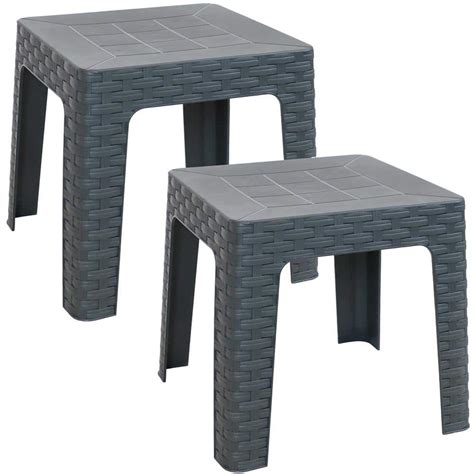 Sunnydaze Decor 18 In Gray Square Plastic Indooroutdoor Patio Side