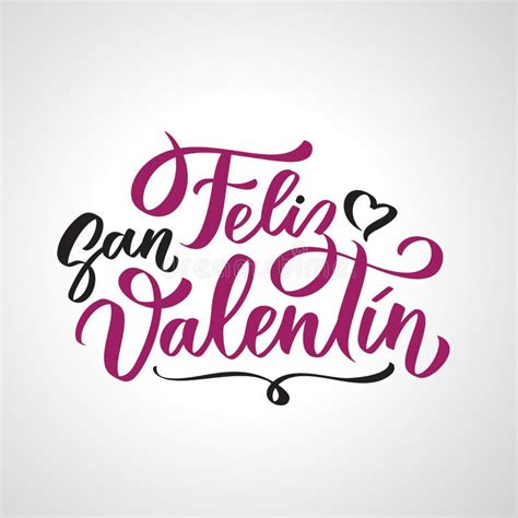 Texto Manuscrito De Feliz San Valentin En Español Ilustración del