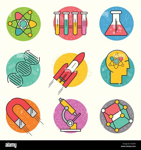 Science Vector Icon Set A Collection Of Gold Science Themed Line Stock