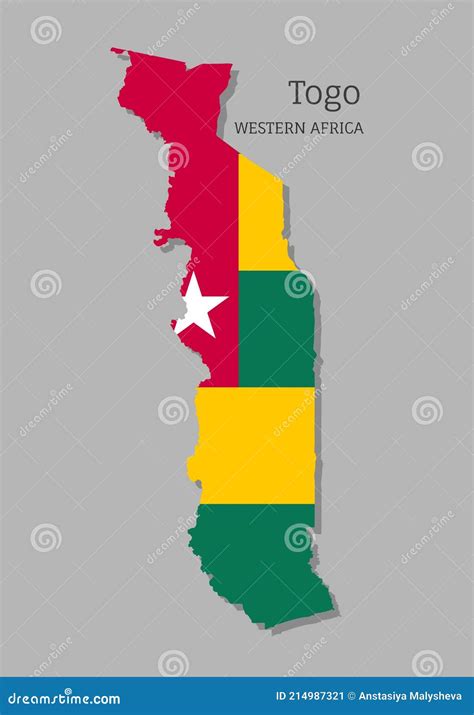 Map Of Togo With National Flag Highly Detailed Map Of Western Africa