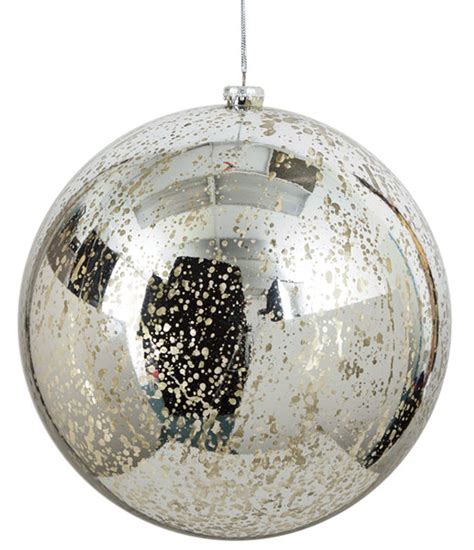 10 Inch Mercury Glass Finish Ball Ornaments In Silver Red Or