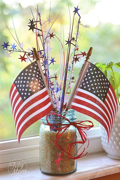 Fourth Of July Mason Jars Centerpiece Fourth Of July Decor 4th Of July