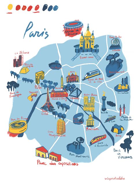 Paris Illustrated Map Paris Print Map Illustration Paris City Paris