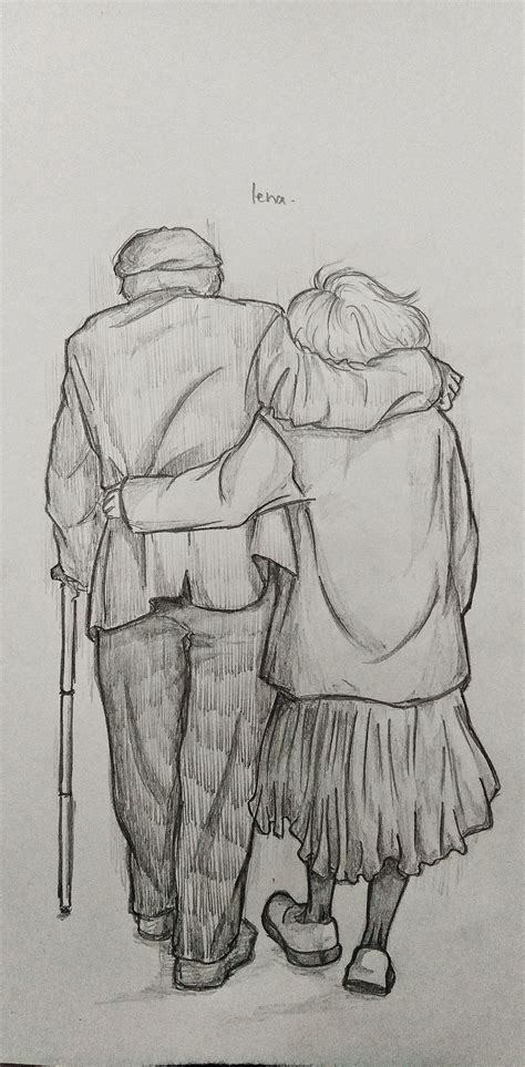 Aggregate More Than 74 Old Couple Sketch Super Hot Ineteachers