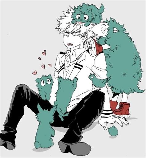 Bakugou Katsuki And Sheepdogbirdrabbit Midoriya Izuku My Hero