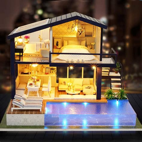 Modern Miniature Lighted Diy Dollhouse Kit Zincera