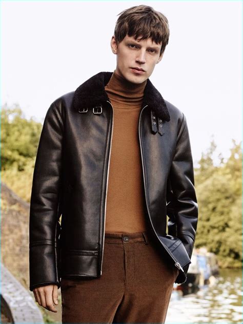 English Model Callum Ward Sports A Faux Leather Jacket With A