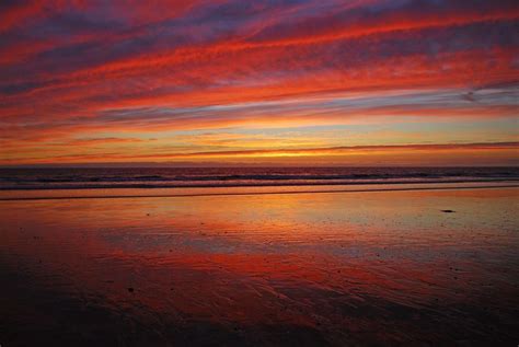 Fiery Sunset At Low Tide In Oceanside November 1 2012 By Rich Cruse