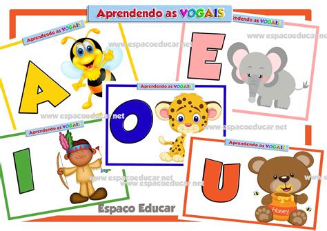 Varal de Vogais Lindos e coloridos cartazes vogais ESPAÇO EDUCAR
