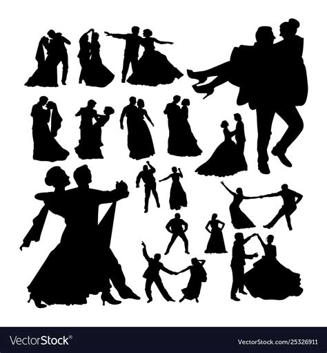 Wedding Dance Silhouettes Royalty Free Vector Image