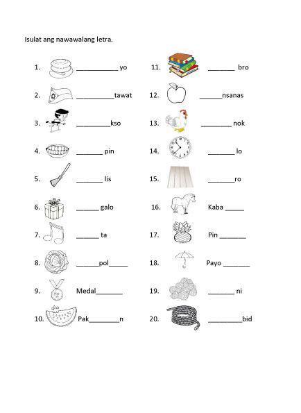 Filipino Worksheet Fill In The Blanks Reading Comprehension