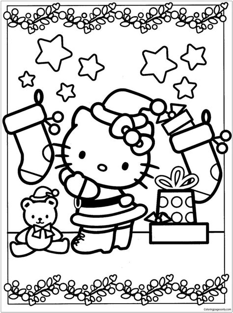 Print for free in a4 format. Cat Christmas Coloring Page - youngandtae.com | Hello ...