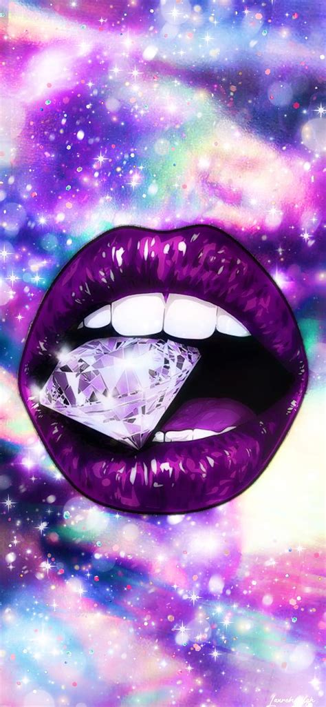 Diamond Lips Colorful Cute Diamonds Galaxy Girly Glitter