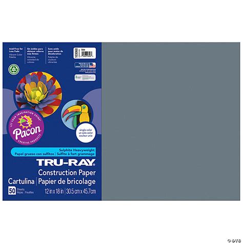 Tru Ray Construction Paper Slate 12 X 18 50 Sheets Per Pack 5