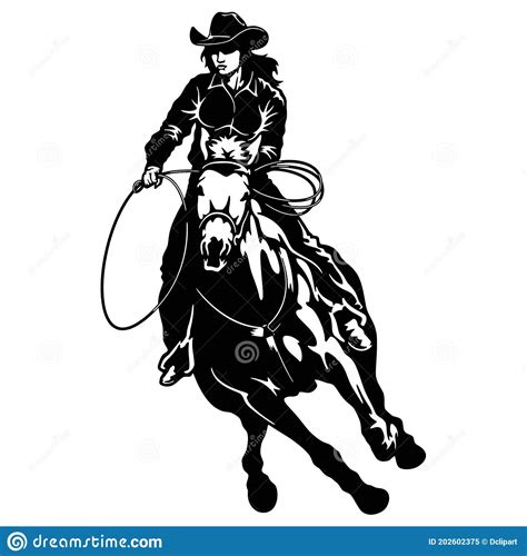 Rodeo Cowgirl Riding A Horse Retro Style Poster Stock Vector