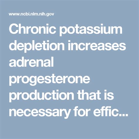 Chronic Potassium Depletion Increases Adrenal Progesterone Production