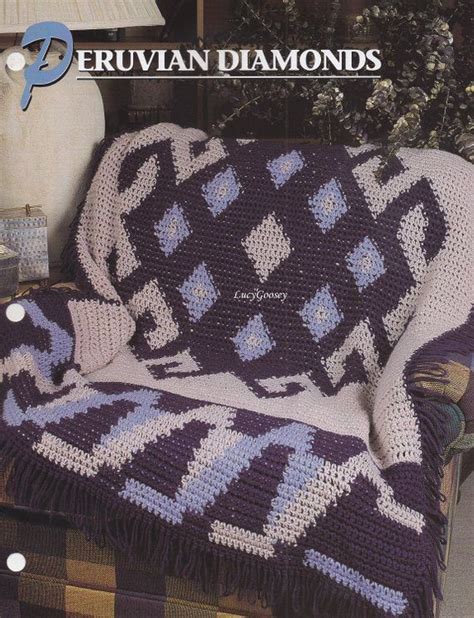 Peruvian Diamonds Annies Attic Crochet Quilt And Afghan Pattern Leaflet