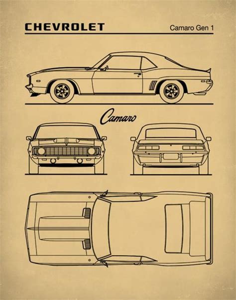 Chevrolet Camaro Gen 1 Blueprint Auto Art Patent Prints Car Etsy