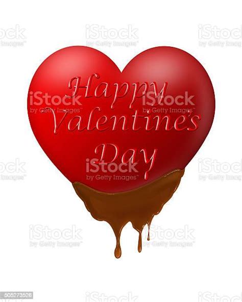 Red Heart Dripping Chocolate Happy Valentines Day Stock Illustration