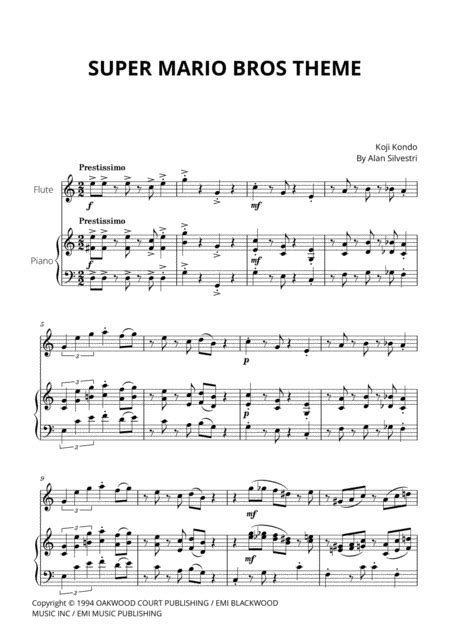 Super Mario Bros Theme For Flute And Piano Music Sheet Download