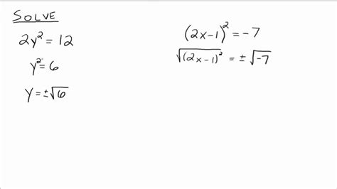 For example, 11 is the square root of 121 because 112 = 11. The Square Root Property - YouTube