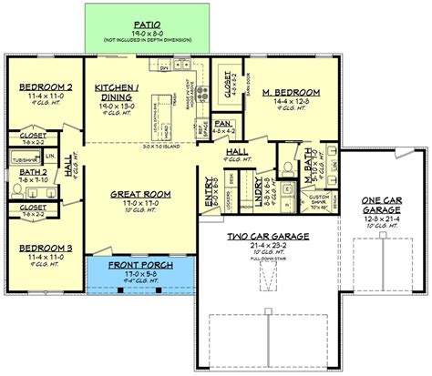 Modern Rustic Ranch Home Plan Just Under 1500 Square Feet 51906hz