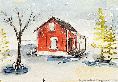Layers Of Ink Watercolor Snow Scene Tutorial