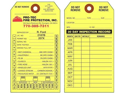 Printable monthly fire extinguisher inspection … перевести эту страницу. Custom Printed Fire Extinguisher Tags | Universal Tag, Inc.