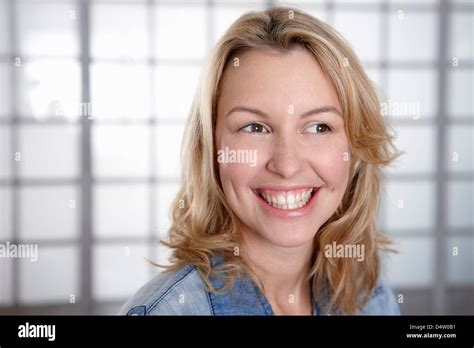 Close Up Of Womans Smiling Face Stock Photo Alamy
