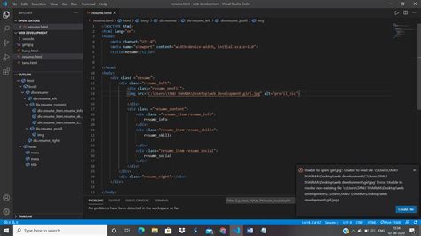 I Am Not Able To Add Picture In Vs Code Html Showing Error Not Able To