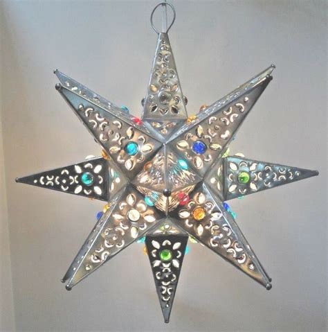 Mexican Moravian Style Handcrafted Star Punched Pierced Metal Tin