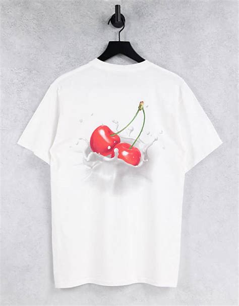 Huf Wet Cherry Back Print T Shirt In White Asos