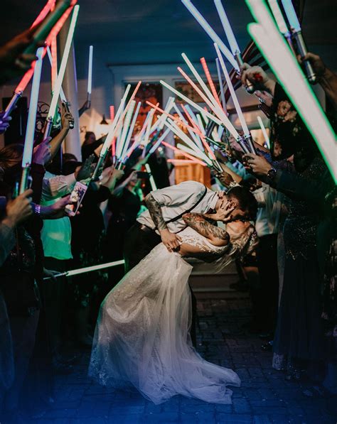 Star Wars Wedding Exit With Lightsabers Nerd Wedding Wedding Send Off Wedding Exits Wedding