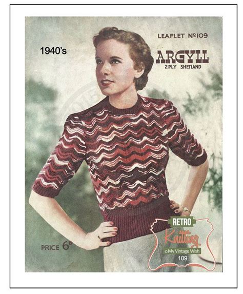 1940s Argyll Sweater Knitting Pattern Pdf Instant Download Etsy Uk