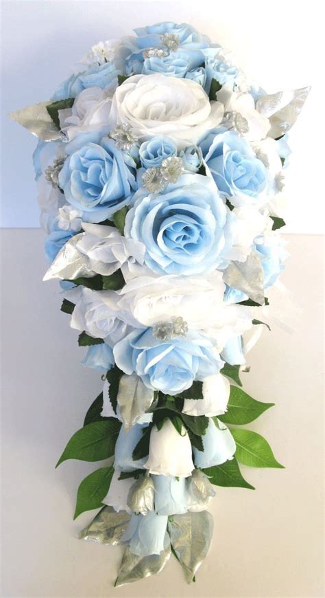 21 Piece Package Wedding Bouquet Bridal Bouquets Silk Flower Cascade