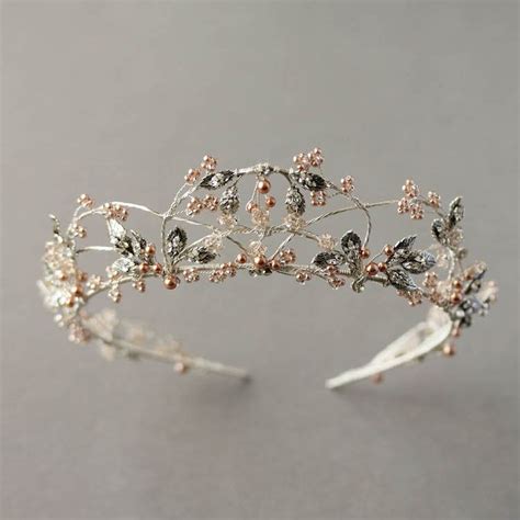 intricate antiquity a silver and rose gold wedding crown tania maras bridal headpieces