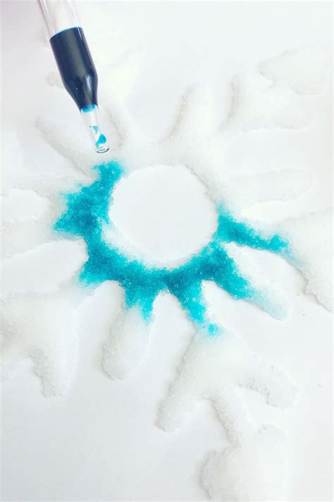 Snowflake Painting With Salt Winter Science Activities Salt Painting